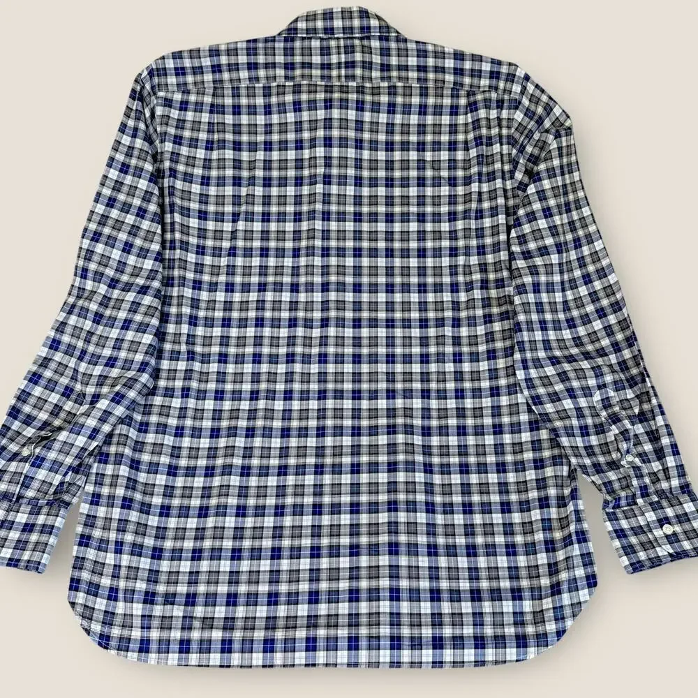 J. Crew Ludlow Plaid Long Sleeve Button Up Shirt Men Size XL 2 Ply Cotton Blue